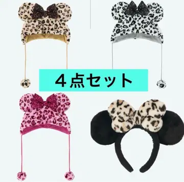 디즈니 레오파드 무늬 팬캡 머리띠 4세트
