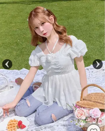 미셸 마카롱 로즈 플레어 상의