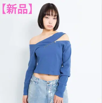 [새상품] atmos pink 원숄 리브 상의 블루 프리 사이즈