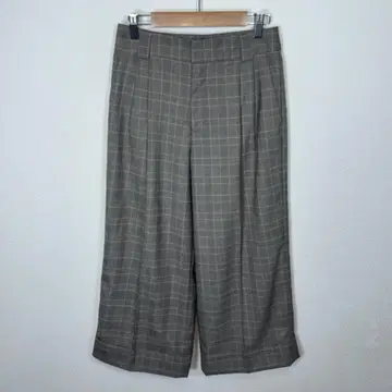 MICHEL KLEIN 체크 무늬 턱 와이드 팬츠 여성용 38 새상품급