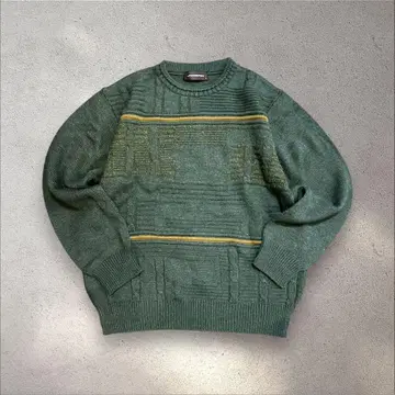 [ 알파카 혼방 ] 3D 니트 스웨터 L 그린 카키 어스 컬러