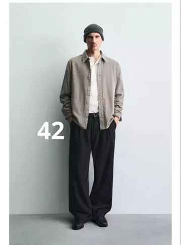 [완판템] ZARA 스트라이프 패턴 벌룬 팬츠 42 블루 이번 시즌 신상