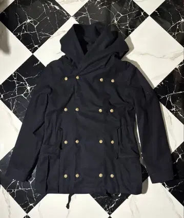 네이비 더블 브레스트 더플 코트 멀티 버튼 자켓 기믹