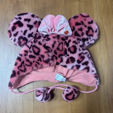 디즈니 팬 캡 핑크 레오파드 무늬