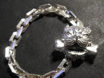 미사용 vintage 중후한 불독 체인 팔찌 925 각인 있음