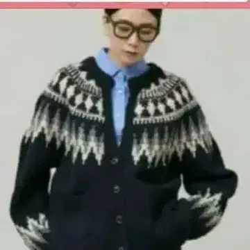 택 포함 미사용 새상품 울 100% 페어아일 패턴 가디건