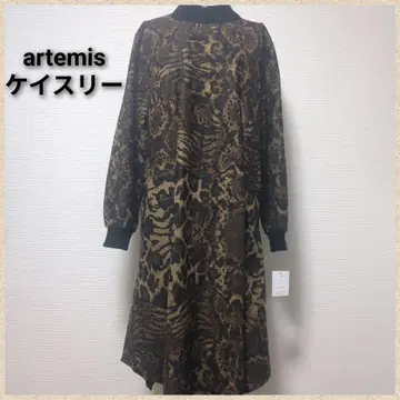 [ 택 포함 새상품 ] 케이스리 artemis 레오파드 무늬 긴팔 원피스