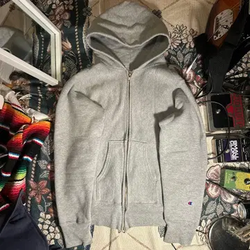 Champion 빨간색 택 REVERSE WEAVE 지퍼 후드티 L