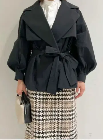 룰루윌비 퍼프 슬리브 숏 트렌치 M