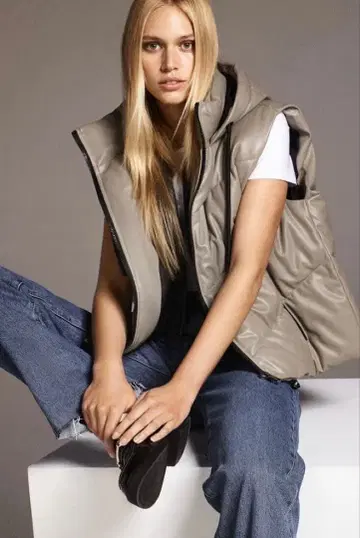 인조 가죽 후드 베스트 ZARA
