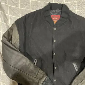 80s REED USA제 가죽 슬리브 바시티 자켓 빈티지 L