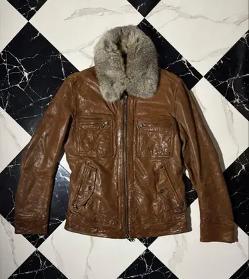 y2k brown fur leather jacket