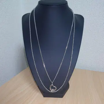 하트형 펜던트 부착 2단 목걸이