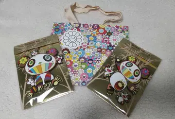 쇼핑백 포함 2종 세트 무라카미 다카시 팬더 러버 키링 카이카이키키