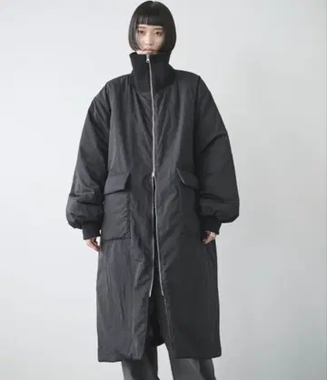 AIC. 발수 가공 리브 칼라 충전솜 롱 코트