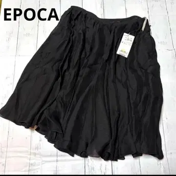 택 포함 새상품 EPOCA 실크 100% 블랙 시어 플리츠 스커트 L