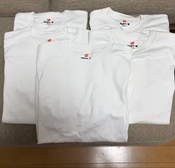 Hanes BEEFY-T 화이트 M 사이즈 T셔츠 5매 세트