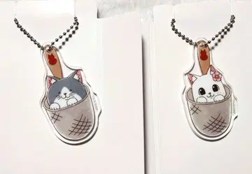 라면 빨간 고양이 아크릴 키링 사사키 하나 2개 세트 훼미리마트 한정판