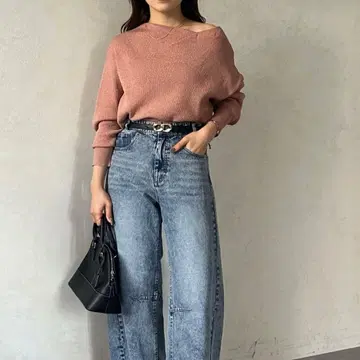 Thevon 보트넥 라메 드레이프 니트