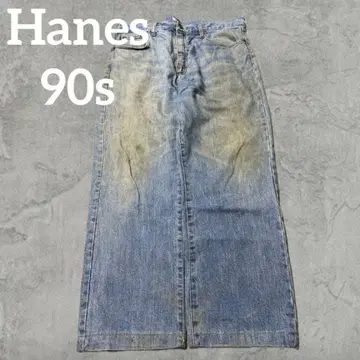 초와이드 Hanes 데님 배기 데님 그런지 y2k