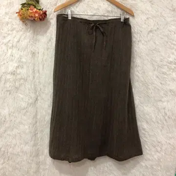 허그아워 울 리본 플리츠 롱 스커트 [ F ] 일본제 린넨 신축