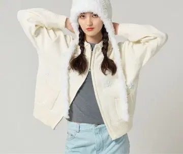 TINA: JOJUN 플라워 집업 니트 자켓