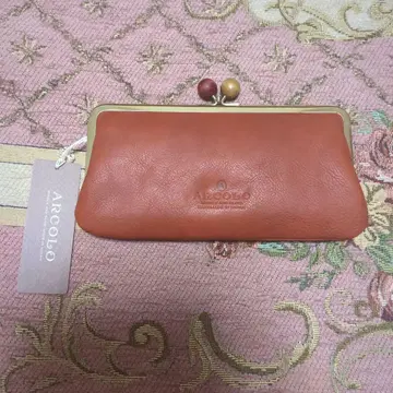 택 포함 미사용 새상품 ARCOLOR 가죽 가마구치 장지갑 일본제 소가죽