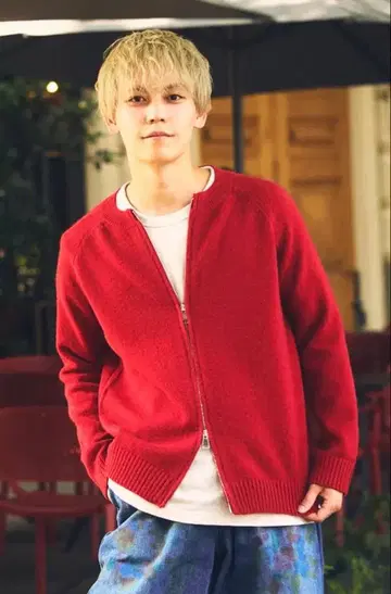 미사용 새상품 COMFY 이와오카 토오루 지퍼 가디건 빨간색