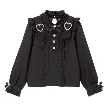 디어마이러브 하트 벨트 초커 비쥬 블라우스 블랙