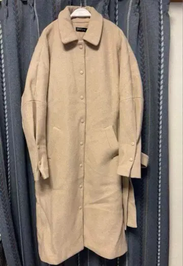 충전솜 울 스텐카라 코트 울 롱 코트 체스터 코트 베이지