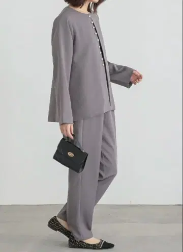 새상품급 n'OrLABEL 모조 진주 노카라 자켓 셋업