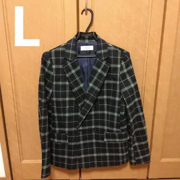 [ LOWRYS FARM ] 체크 무늬 그린 컬러 더블 자켓