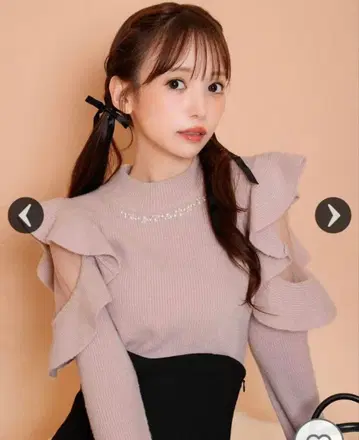 미셸 마카롱 비쥬 프릴 니트탑 핑크