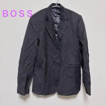새상품급 ] BOSS 브라운 계열 스트라이프 테일러드 자켓 사이즈 미상
