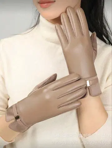 여성 장갑 한국 패션 베이지 합성 피혁 가을/겨울 스마트폰 대응