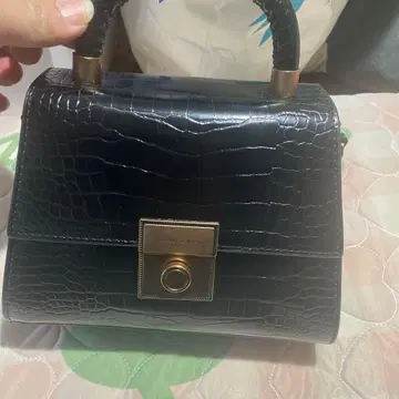 크로커다일 패턴 미니백 블랙