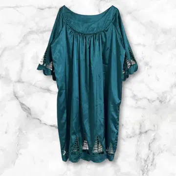 프릴 소매 5부 튜닉 새틴 계열 셔츠 체형 커버 스타일리시 심플 L