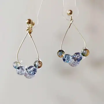 투명감 넘치는 유리 귀걸이 (핸드메이드)