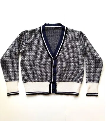 [빈티지] 네이비 가디건 화이트 블랙 네이비 프레피