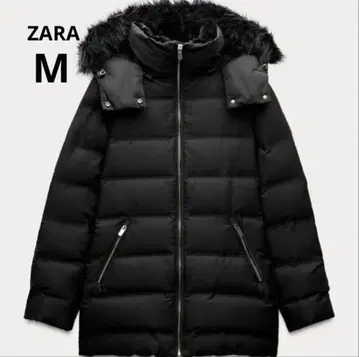 ZARA 자라 세미롱 기장 후드 부착 다운 자켓 M