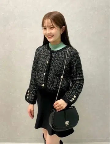 SNIDEL 라메 트위드 니트 가디건