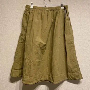 MHL. 마가렛호웰 코튼 린넨 플레어 스커트 (카키)