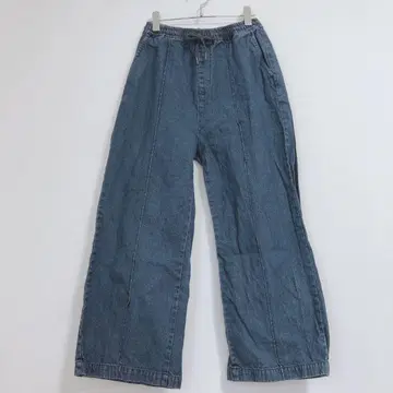데님 팬츠 청바지 와이드 허리밴딩 면 코튼 100 F