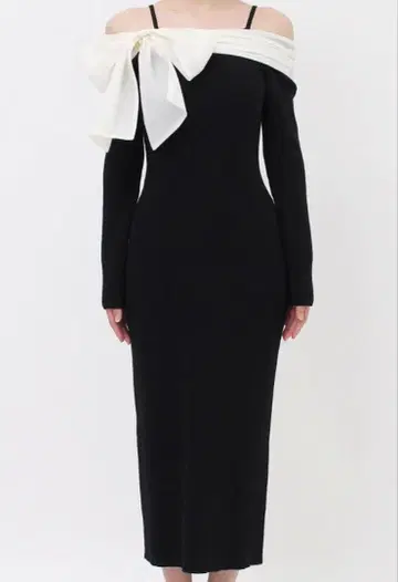 택 포함 새상품 볼륨 아지메 리본 니트 원피스