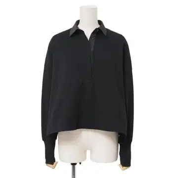 LE PHIL 루필 BIG 폴로 풀오버 카라 부착 스웨트 셔츠 블랙