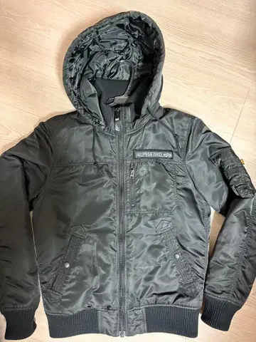 알파인더스트리 MA-1 패딩 자켓 블랙 M 후드 2way