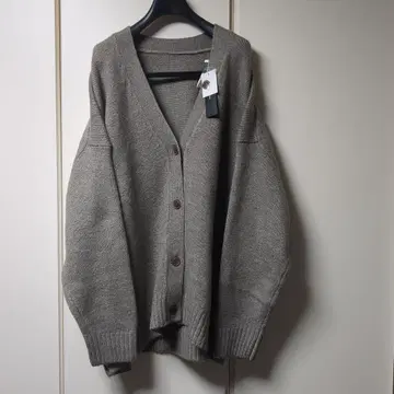 그레이 V넥 가디건 긴팔 니트