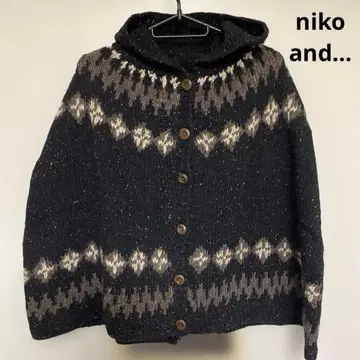 니코앤드 페어아일 패턴 후드 부착 판초 가디건 프리 사이즈 미사용