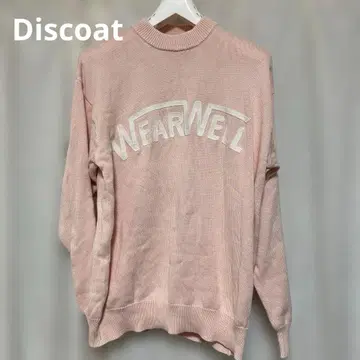 Discoat WEARWELL 로고 자수 긴팔 스웨터 핑크