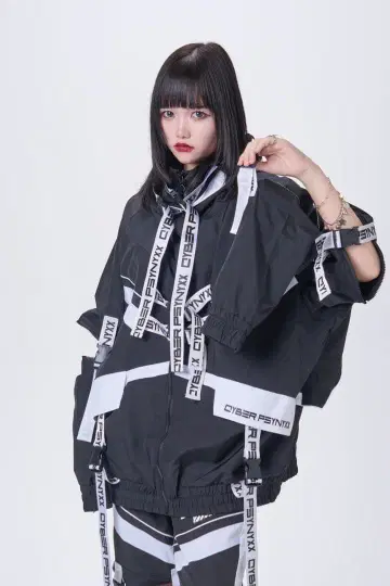 PSYNYXX 사이버 블루종 겨울 의류 사이버 펑크